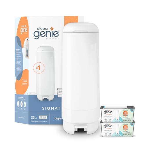 Image of Diaper Genie Signature Gift Set | includes Easy Roll Refill with 48 Bags | Holds Up to 2256 Newborn Diapers