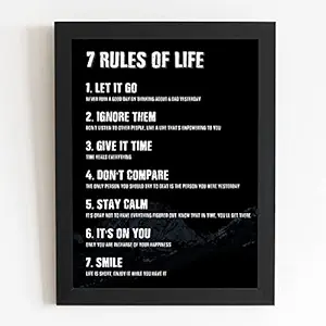 Craftolive Typography 7 Rules of Life Motivational Poster Wall Frame for Wall Decor, Room Decor, Home Decor, Study Room, Office, Framed Poster Gift