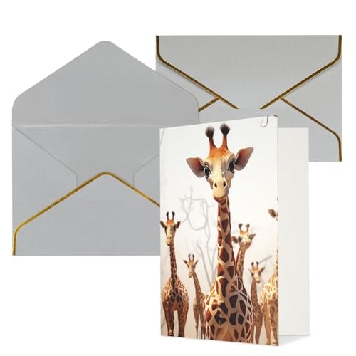 LHDGBWC Thinking of You カード 封筒付き 空白のグリーティングカード 4x6 ノートカード Happy Birthdayカード あらゆる機会のグリーティングカード 結婚式用 サンキューカード かわいい 漫画 おもしろい キリン ベビ