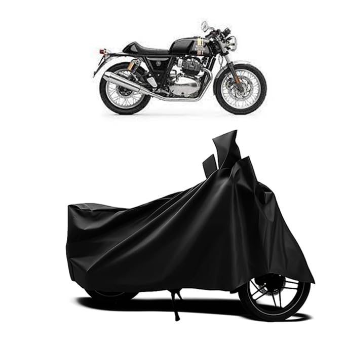 Image of DRAKOWISH Waterproof Bike Cover for Royal Enfield Continental GT650 All Weather Protection from Rain, Dust, UV Rays & Scratches with Mirror Pockets & Buckle Belt