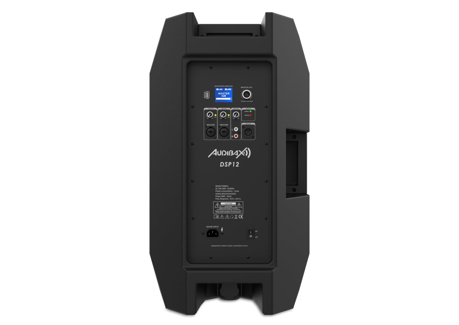 Audibax DSP12 - Altoparlante Attivo con DSP da 12" - Altoparlante Amplificato - Potenza 1200W - DSP Interno di Qualità per Equalizzazione e Modalità di Riproduzione - Altoparlante con Bluetooth
