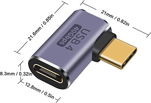 Image of ETZIN USB C Right Angle Adapter, 90 Degree Type C Male to Female Adapter Extender (Right Angel)