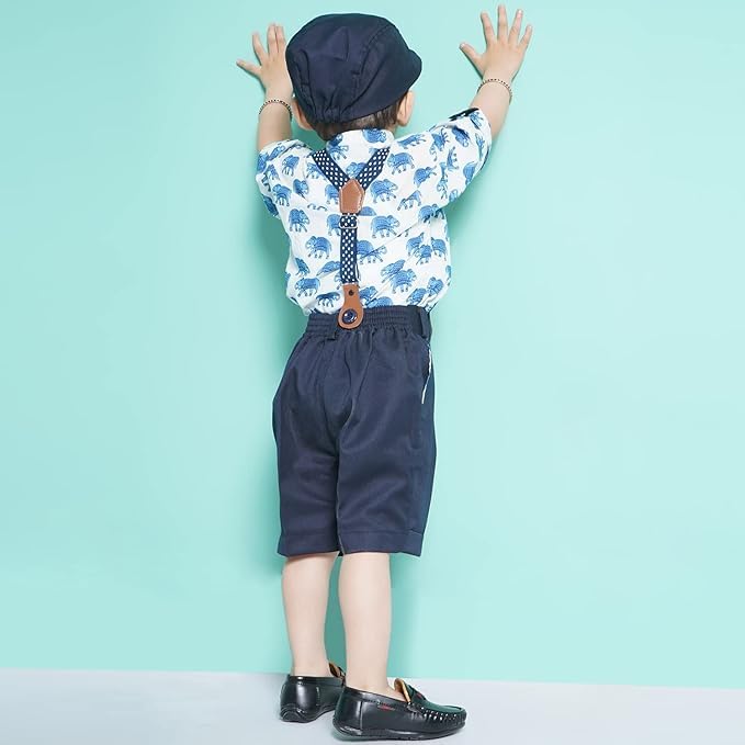 Image of AJ DEZINES Kids Casual Wear Clothing Cotton Shirt Short Set For Boys