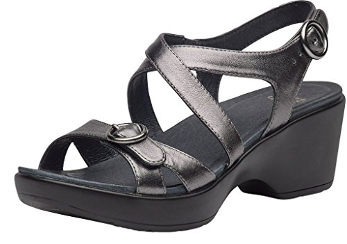 Dansko Women's Julie Pewter Metallic Wedge Sandal