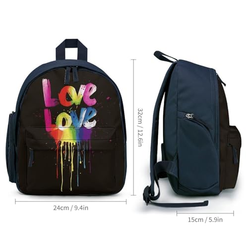 Love Is Love Backpack Small Book Bag with Side Pocket, Lightweight Durable Backpack, Travel Rucksack, Blue-style2