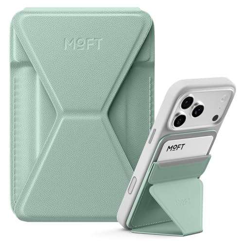 Image of MOFT Magsafe Wallet Stand Compatible with iPhone 16 /15 /14 /13 /12 Series, Angle Adjustment & MOVAS Phone Stand,Light Seafoam