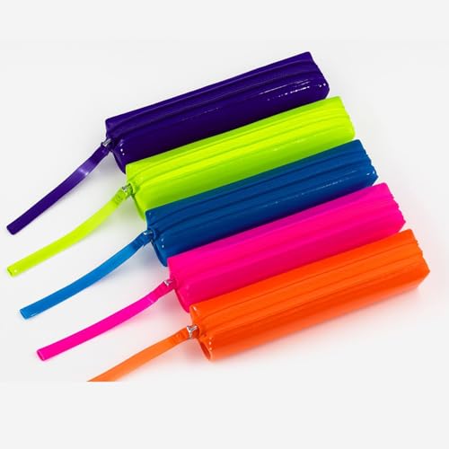 Image of SOLO Transparent Pen & Pencil Pouch (Pack of 5), Multipurpose Stationery Organizer for College, School & Office, Makeup & Travel Bag - Lightweight Durable Storage Case