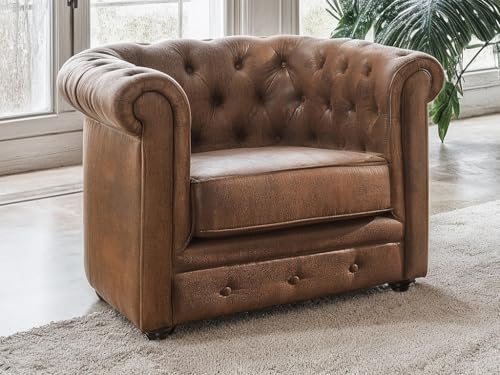 Venta-Unica - Sill√≥n Chesterfield de Microfibra Envejecida