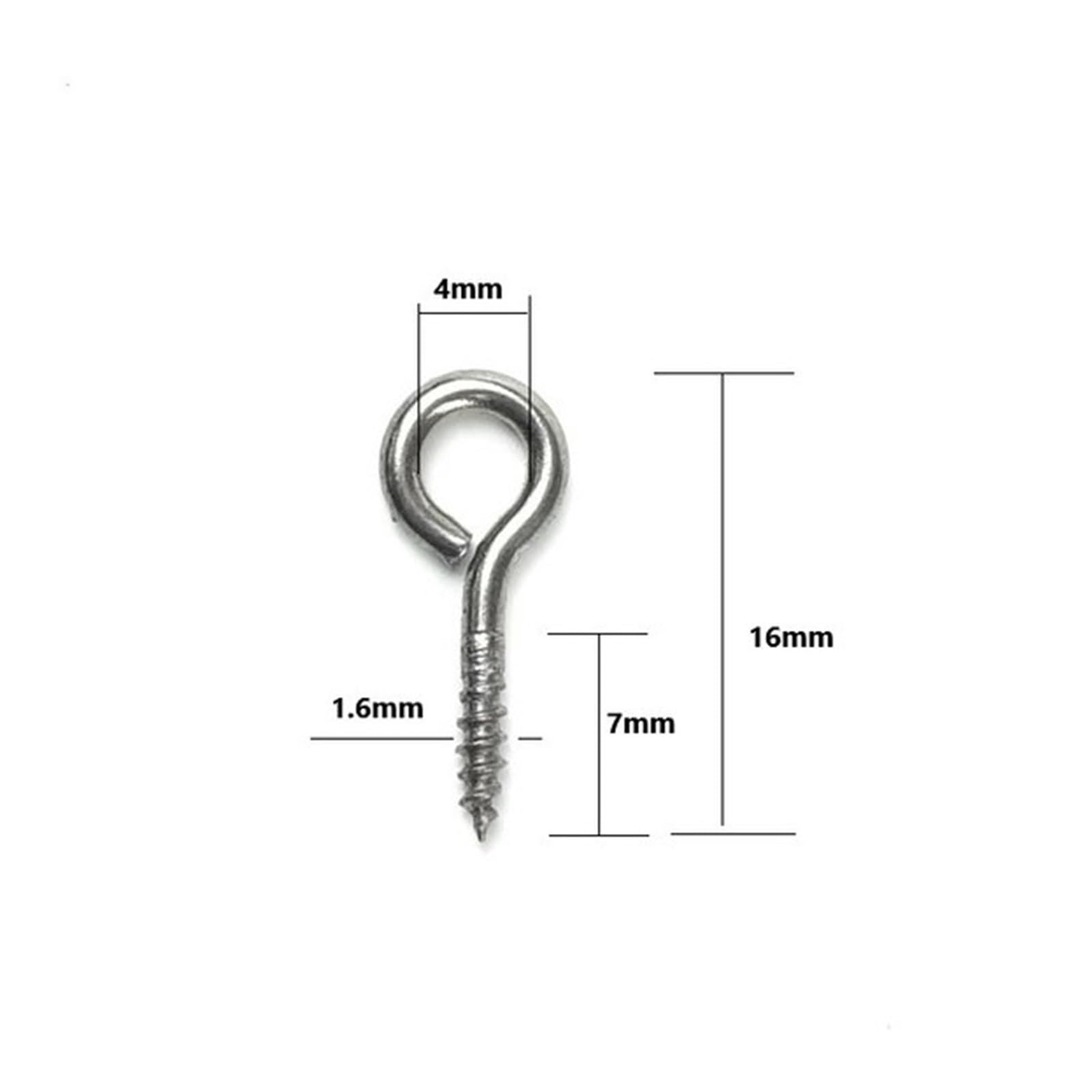 Crochets à Visser 100 pièces 16mm Petit Oeil vis Boulon Crochet 304 en Acier Inoxydable Minuscule vis Oeil Bricolage Corde Accessoires vis à Bois Bijoux Accessoires