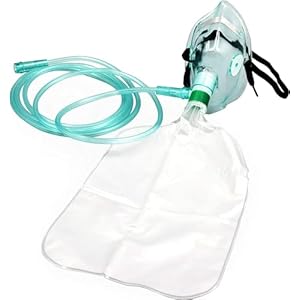 2PCS Non-Rebreather Oxygen Mask with Reservoir Bag – Size M(for Child)
