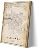 Zhumendi Redlands City Map Poster Redlands Street Map Wall Art California United States Map Posters Art Pictures for Bedroom Giclee Print on Canvas (1218,Framed)