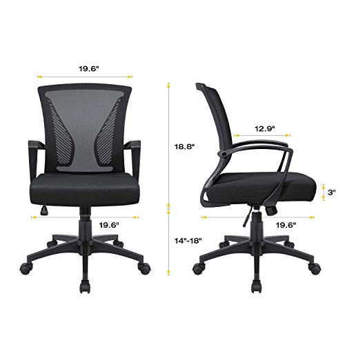 Victone Home Office Desk Chair Task Mid Back Mesh Office Chair Ergonomic Swivel Lumbar Support Desk Computer Chair (Black) #TOP2