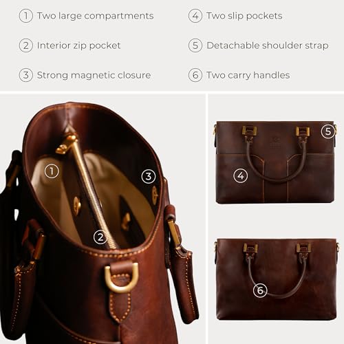 Bolso de cuero genuino para mujer - Time Resistance miniatura 6