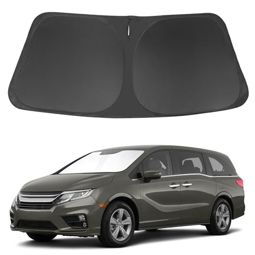 Image of Windshield Sun Shade Custome Fit 2018-2024 2025 2026 Honda Odyssey Accessories LX,EX,EX-L,Touring,Elite Minivan Foldable Window Sunshade Protector Blocks Sun Rays & Heat
