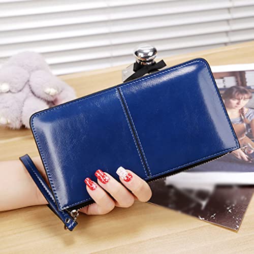 Women's Wallet Women's Wallet Vintage Oil Wax Leather Zipper Clutch2