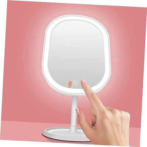 Espejo de maquillaje LED ajustable con base para escritorio miniatura 4
