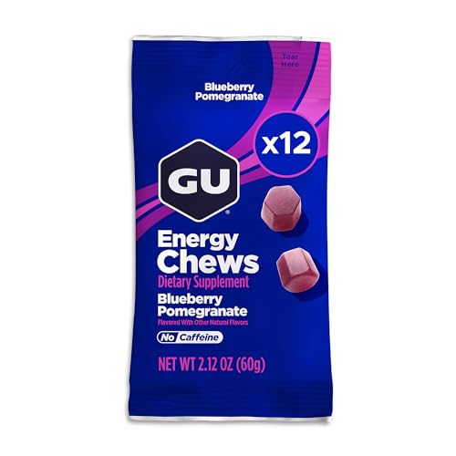 Image of GU Energy Chews, Blueberry Pomegranate, Electrolyte Gummies,12 Bags (24 Servings Total)