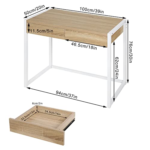 WOLTU® Schreibtisch TSG27hei Computertisch Bürotisch Arbeitstisch PC Laptop Tisch, in Melamin, mit 2 Schubladen, aus… – Bild 4