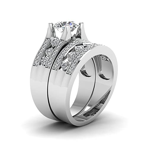Bague mariage argent résistant aux allergies, ensemble triple 47-70