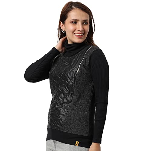 Image of Campus Sutra Women's Cotton High Neck Sweatshirt