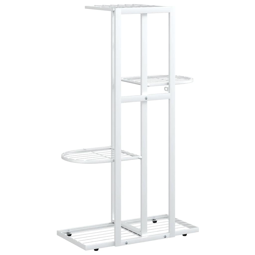 Metalowy stojak na kwiaty biały 4 poziomy 43x22x76 cm