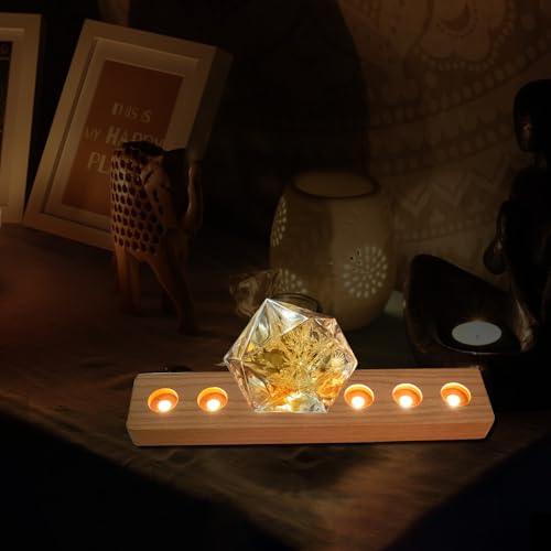 Image of JOJOCY 7 Colors Glass Ball Night Light with LED Wooden Base Rechargeable, 4cm /1.6in Healing Spheres Balls for Meditation & Decor Lights Gift for Friends Boys Girls Teacher (Base only)