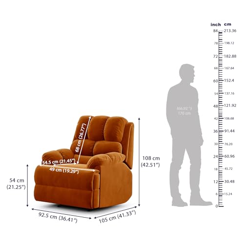 Image of Wakefit Recliner | 3 Year Warranty | Recliner Sofa 1 Seater, XpertGRID Technology, Designed for Supreme Comfort & Relaxation, Easy DIY Assembly, 145 kg Weight Capacity, Electic Virelia (Amber)
