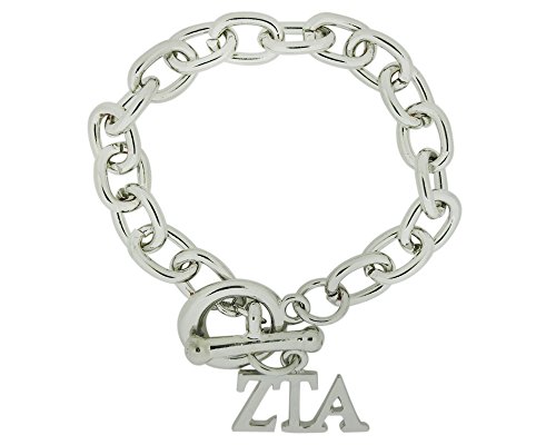 Horizontal Zeta Tau Alpha ZTA Greek Sorority Trendy Rolo Bracelet with Toggle Clasp