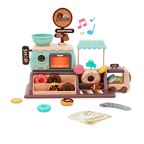 Pretend Play Toy Shop for Boys and Girls - With Donut Maker Machine, Fake Donuts, Candy and Oven