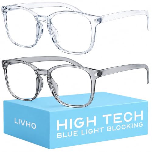 Image of livho 2 Pack Blue Light Blocking Glasses, Computer Reading /Gaming /TV /Phones Glasses for Women Men,Anti Eyestrain & UV Glare