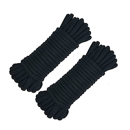 Cenme 64Ft Long (Pack Of 2X32Ft) Soft Twisted Cotton Rope,Durable Long Rope, Brand (2 Pack-Black) #TOP4