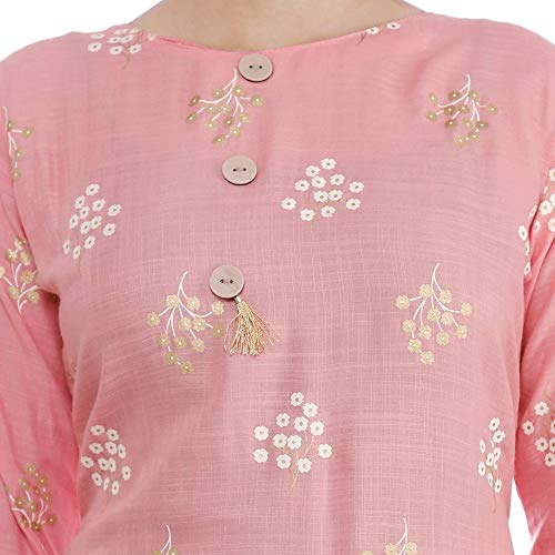 Image of Women's Rayon Slub Regular Kurta (Marooncheckskurti Pink XX-Large)
