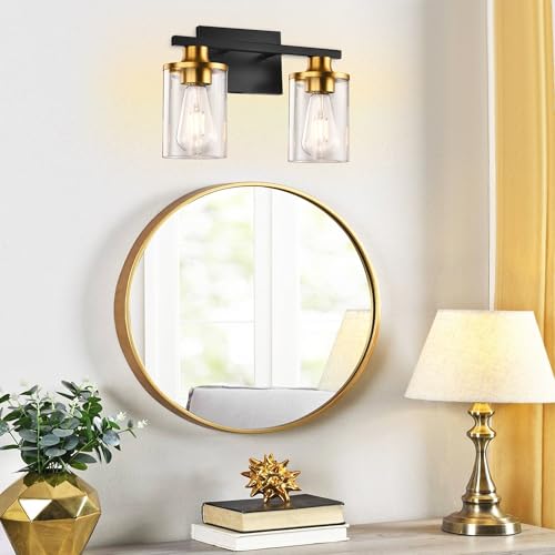 GROWER 2 Lights Bathroom Light Fixtures, Black and Gold Vanity Light - image 1