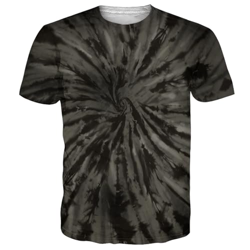 Goodstoworld Youth Tie Dye Shirts for Men Short Sleeve Black T-Shirt XL