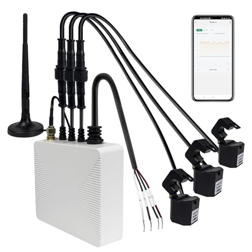 OWON 3-Phase WiFi Smart Home Energy Monitor with 3x80A Circuit-Level Sensors - Vue Real-Time Electricity Meter for Smart Life