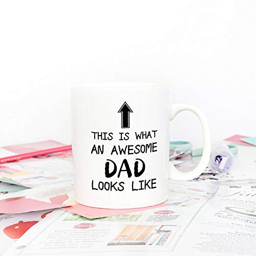 5Aup Christmas Gifts Funny Dad Coffee Mug, This Is What An Awesome Dad Looks Like, 11Oz Novelty Cups From Child Daughter Son Kids, Birthday Gifts For Dad Father Husband Men #TOP5