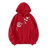 Zldhxyf Langarmhemd Damen Lässiger Damen-Pullover mit Reißverschluss, übergroßes Langarm-Sweatshirt mit Taschen Trachtenbluse Damen Kariert