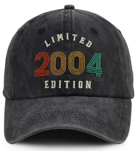 Image of KKMKSHHG 22st Birthday Decorations for Him Her, 22st Birthday Hat for Men Women Son, Gifts for 22 Year Old Male Female, Limited 2004 Edition Baseball Cap Black