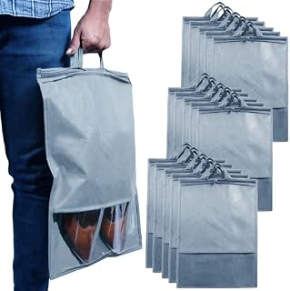 Goal Winners Travel Shoe Bags for Shoes, Boot & High Heels, Portable, Waterproof & Dustproof Football Boot Organiser Non-Woven Space Saving Shoe Bags with Zipper (Grey, 15)