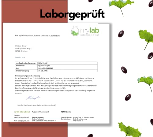 EXVital® Q10 Coenzym Ubiquinol– 200mg pro Kapsel – 90 vegane Kapseln – reicht für 3 Monate – hochdosiert & ohne Zusätze, in Deutschland produziert & laborgeprüft