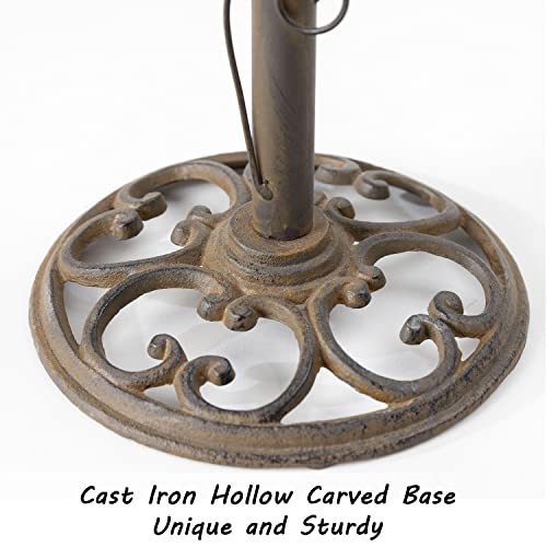 Tickcacy Bird Baths For Outdoors, Cast Iron Birdbaths Pedestal, Metal Copper Bird Water Bath, Antique Garden Yard Standing Bird Feeder, Decorative Heavy Duty Birdbath Bowl, 2.55”D X 36.2”H #TOP2