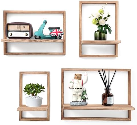 PHOENANCEE Square Floating Shelves,Framed Wall Shelf Decorative S...
