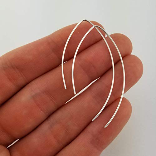 2 Inch Thin Sterling Silver Threader Earrings Open Hoop 20 Gauge (.8Mm) #TOP1