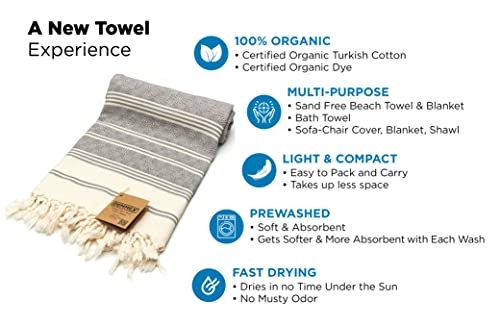 Demmex Certified 100% Organic Cotton & Organic Dye Prewashed Xl Diamond Weave Turkish Cotton Towel Peshtemal Blanket For Bath,Beach,Pool,Spa,Gym, 71X36 Inches,14 Oz (Dark Grey) #TOP2