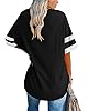 Ebifin Women's Oversize T-Shirt Crew Neck Short Sleeve Shirts Casual Loose Basic Tops Summer Tee Shirt, Black Striped, XXL #1