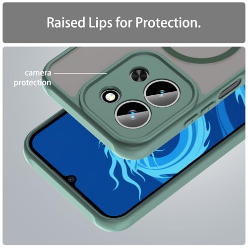 Image of Compatible with REDMI 15C (171mm) Case Cover,Compatible with MagSafe,Anti-Fall,Compatible with Xiaomi Poco C85 4G 25078PC3EE Cell Protective Phone Case Green