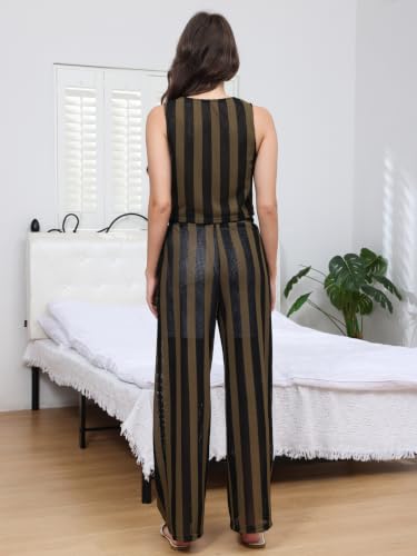 Anetyflying Women's 2 Piece Pants Sets Striped Outfits Vacation Beach Set - image 5