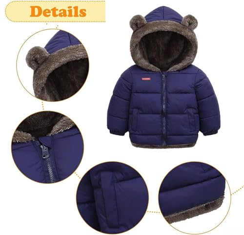 Image of Kids Boys & Girls Unisex Warm Full Sleeves Reversible Quilted Furr Jacket With Hood