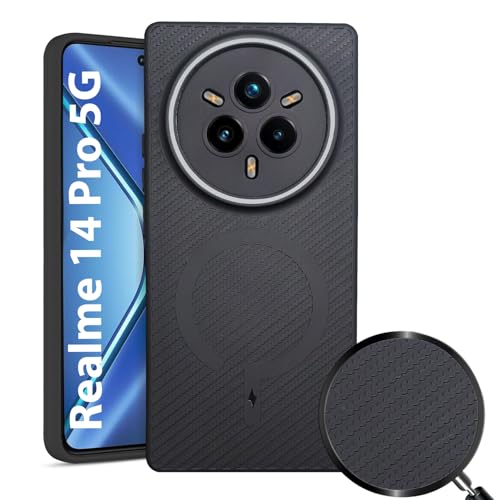 Image of LIRAMARK Rugged Carbon Fibre TPU Armor Silicone Back Cover Case for Realme 14 Pro 5G