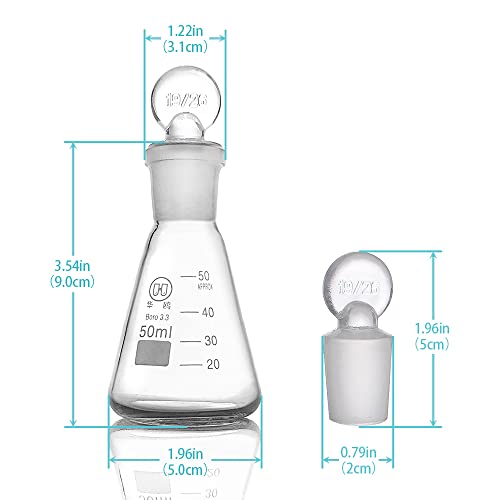 Fiole conique 50 ml et son bouchon cyclone en verre, indispensable pour vos mélanges de précision - 2